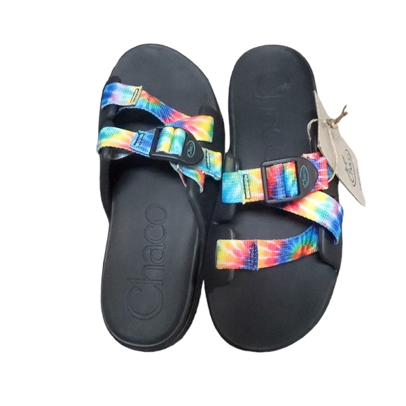 Kids Chaco Chillos Tie-Dye Sandals Black Size 4 NWOB - Picture 5 of 6